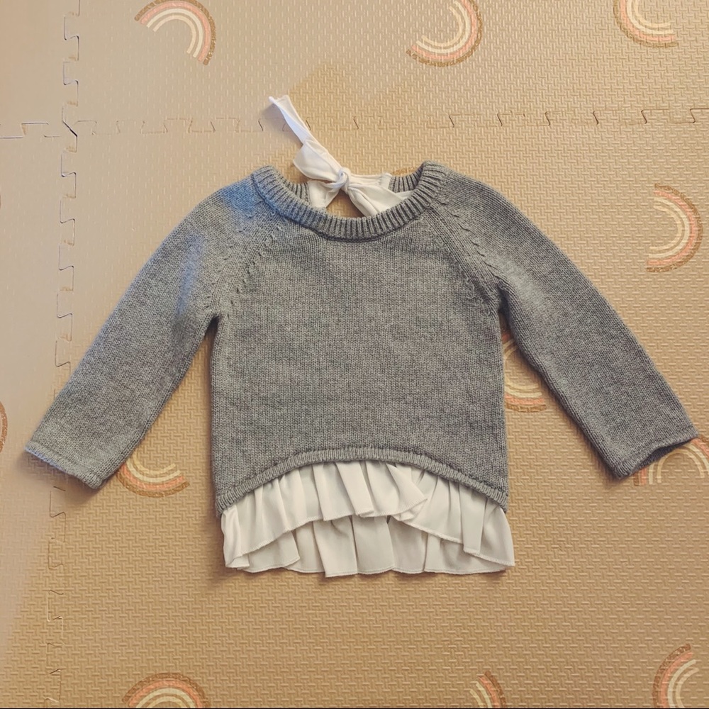 Jamie Kay gray ruffle baby sweater